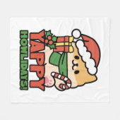 Yappy Howholidays - Schattigee Cartoon voor kersth Fleece Deken (Voorkant (Horizontaal))