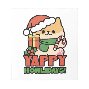 Yappy Howholidays - Schattigee Cartoon voor kersth Notitieblok