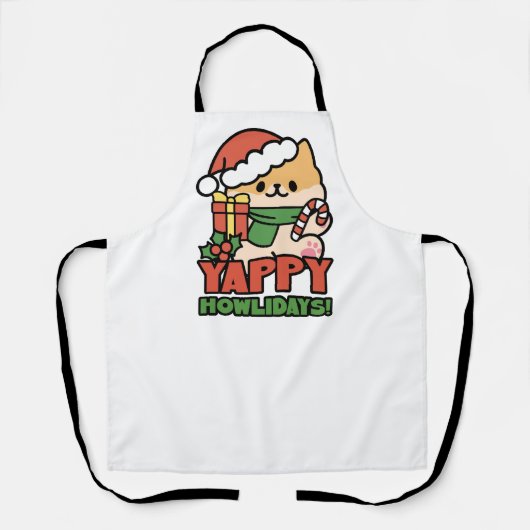 Yappy Howholidays - Schattigee Cartoon voor kersth Schort (Voorkant)