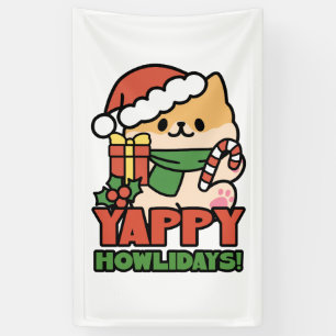 Yappy Howholidays - Schattigee Cartoon voor kersth Spandoek