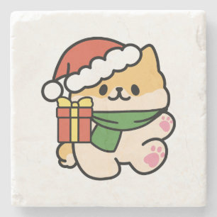 Yappy Howholidays - Schattigee Cartoon voor kersth Stenen Onderzetter