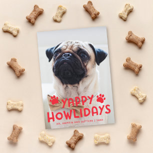 Yappy Howlidays Cute Funny Dog Holiday Photo Card Feestdagenkaart