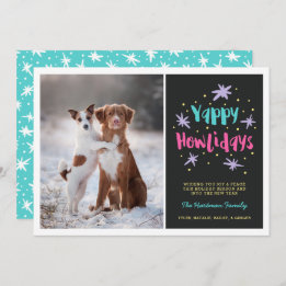 Yappy Howlidays Dog Kerstfoto Black Feestdagenkaart