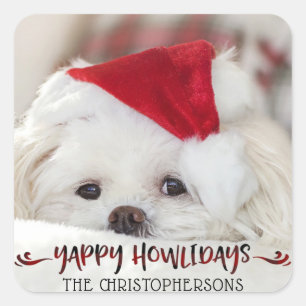 YAPPY HOWLIDAYS Dog Photo Holiday Vierkante Sticker
