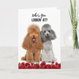 Yappy jubileum met Poodle stel Rozen Feestdagen Kaart