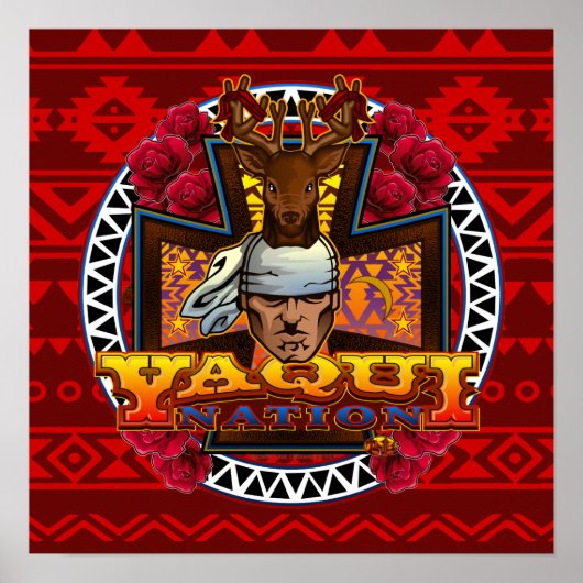 Yaqui Deer Dancer-poster op rood Poster (Voorkant)