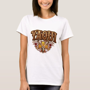 Yaqui Deer Skull-design Dames met een basisT-shirt T-shirt