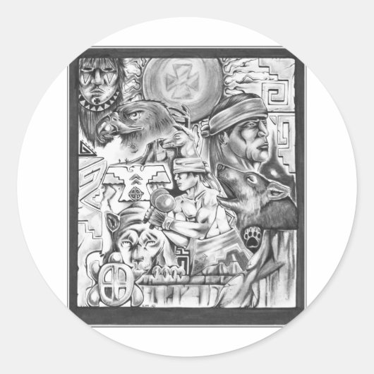 Yaqui Vision Ronde Sticker (Voorkant)