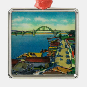 Yaquina Bay Bridge en waterfront Newport, OF Metalen Ornament