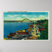 Yaquina Bay Bridge en waterfront Newport, OF Poster (Voorkant)