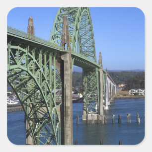 Yaquina Bay-brug overspant de Yaquina Bay Vierkante Sticker