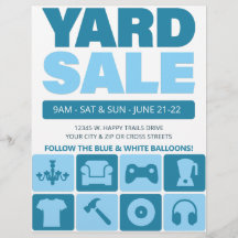 Yard Sale Flyer Sjabloon (Aqua Blue)