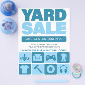 Yard Sale Flyer Sjabloon (Aqua Blue) (Enkel)