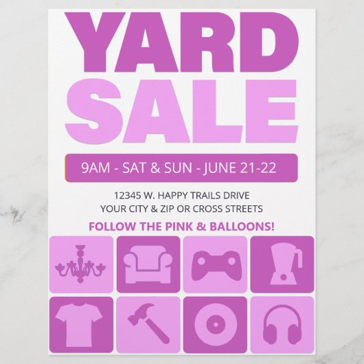 Yard Sale Flyer Sjabloon (ROZE) (Voorkant)
