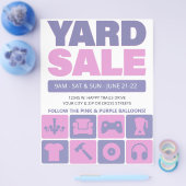 Yard Sale Flyer Sjabloon (ROZE & LAVENDEL) (Enkel)