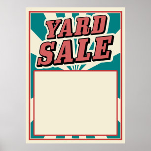 Yard Sale  sign poster retro stripkleuren