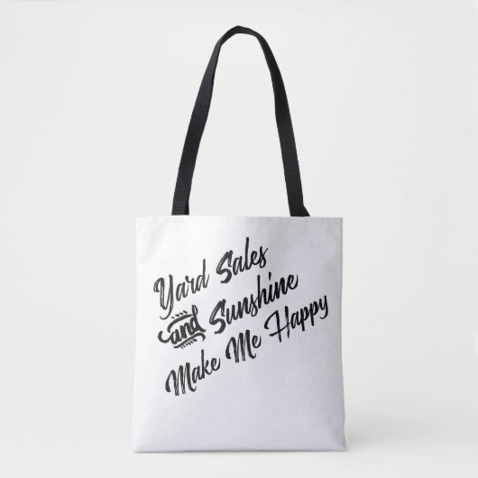 Yard Sales en Sunshine maken me Happy Canvas tas (Voorkant)