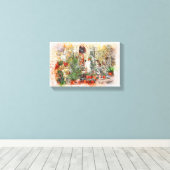 Yard Tuin Bloem Deur Venster Potsteen Canvas Afdruk (Insitu (Houten vloer))