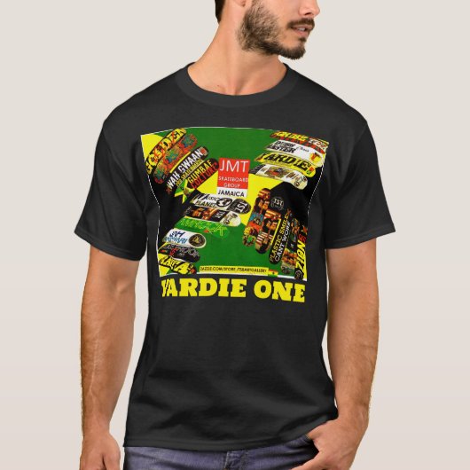 YARDIE ONE. Basic T-shirt in het donker (Voorkant)