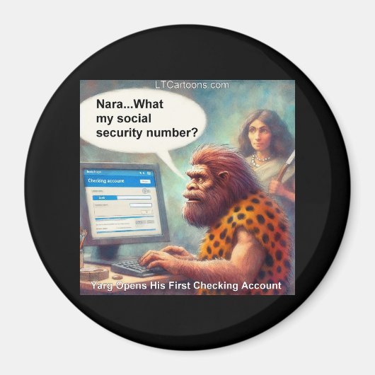 Yarg’s First Login: Banking Like a Caveman Magneet (Voorkant)