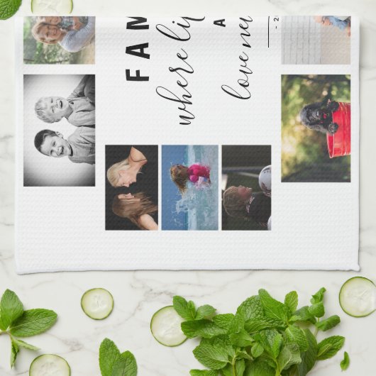 Yarly Family Keepomwille Gezegde 12 Photo Collage Theedoek (Gevouwen)