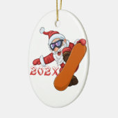 Yarly Santa Snowboarder Ceramic Ornament (Links)