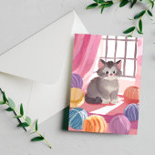 Yarn Ball Kitten | Carte Postale Cat Watercolor