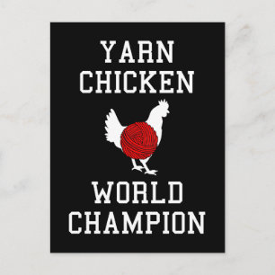 Yarn Chicken World Champion Funny Knitting Crochet Briefkaart