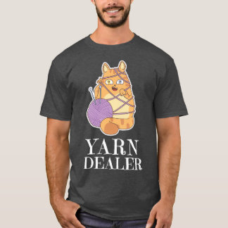 Yarn Dealer Cute Cat Crocheting Rolling Yarn Lover T-shirt