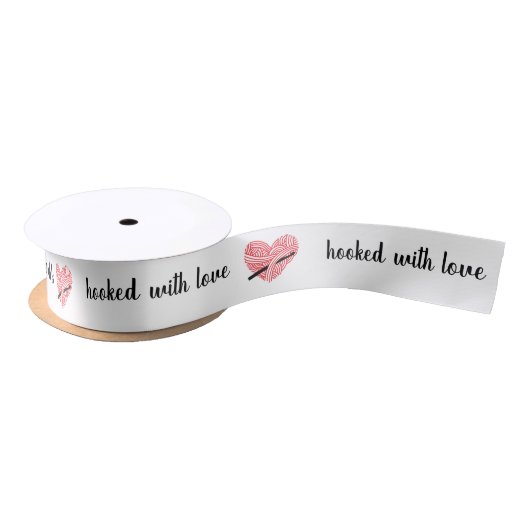Yarn Heart Crochet Hook + Jouw tekst Lint (Spoel)