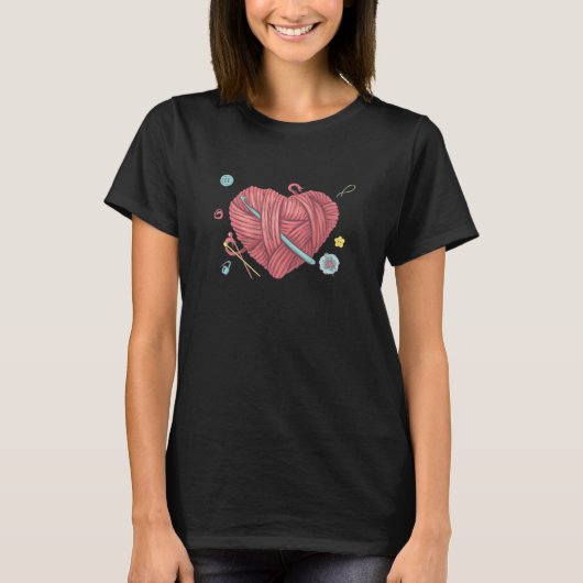 Yarn Heart Crochet Lover's T-Shirt (Voorkant)