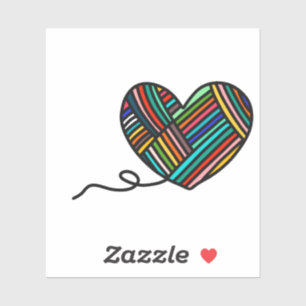 Yarn Heart Kiss Cut Custom Vinyl Sticker