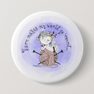 Yarn maakt mijn wereld ronde button 7,6 cm
