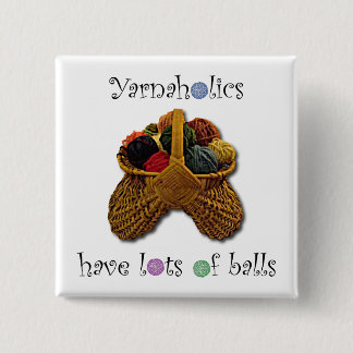 Yarnaholics heeft veel ballen vierkante button 5,1 cm