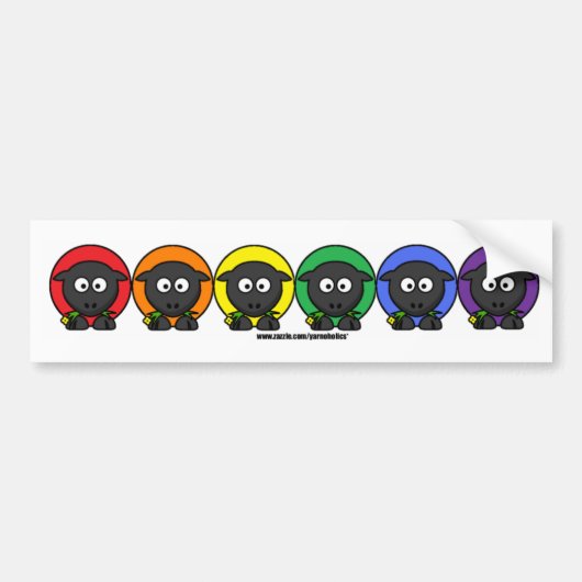 Yarnoholics Anonymous Fluffy Rainbow Sheep Bumpersticker (Voorkant)