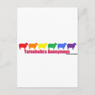 Yarnoholics Anonymous Rainbow Sheep Briefkaart