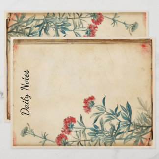 Yarrow bloem illustratie efemera briefhoofd
