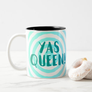 Yas Queen!  Blauwe Cirkelpatroon Beker Tweekleurige Koffiemok