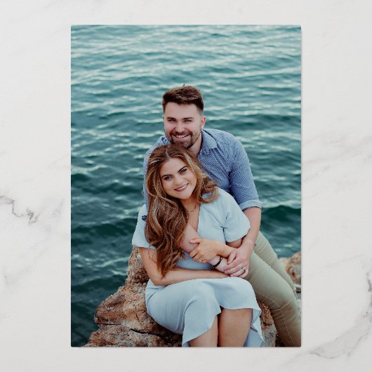 Yasmin Modern Elegant Wedding Save the Date Folie Uitnodiging (Achterkant)