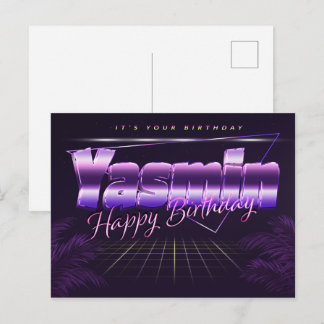 Yasmin Name Vorname lila Postkarte Geburtstag Briefkaart