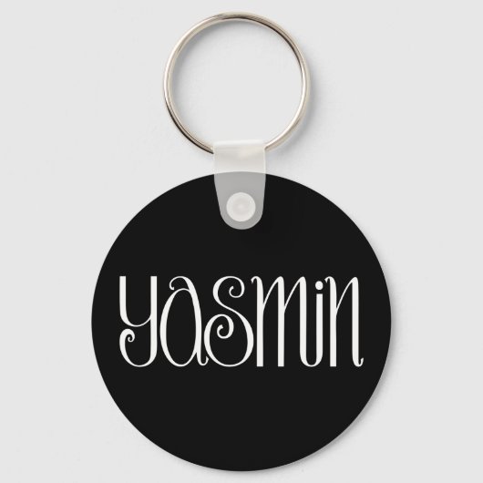 Yasmin white Keyring Sleutelhanger (Voorkant)