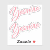 Yasmina noemt roze cursief x2 sticker (Vel)