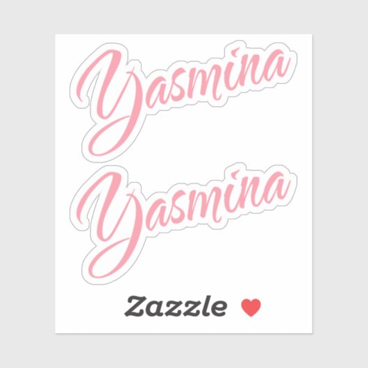 Yasmina noemt roze cursief x2 sticker (Vel)