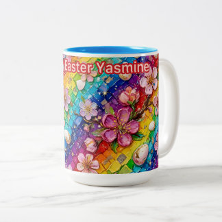 YASMINE ~ PAASBLOEMEN ~ Erg Zoet ~ Tweekleurige Koffiemok