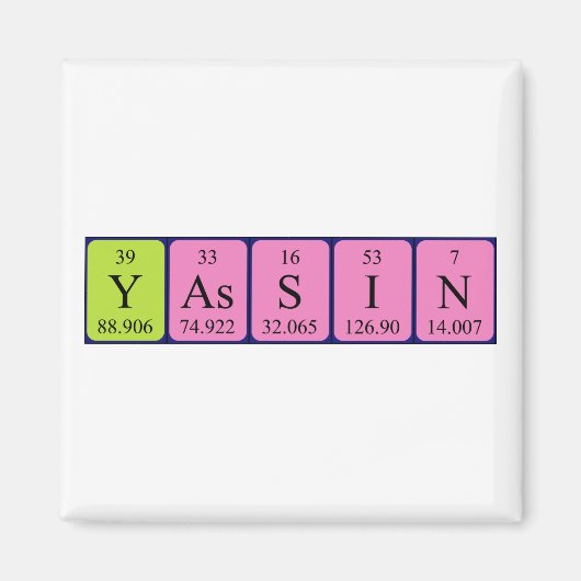 Yassin periodiek table name magnet magneet (Voorkant)