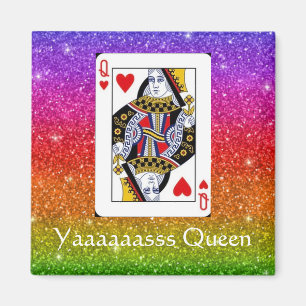 Yassss Queen Regenboog Glitter Magneet