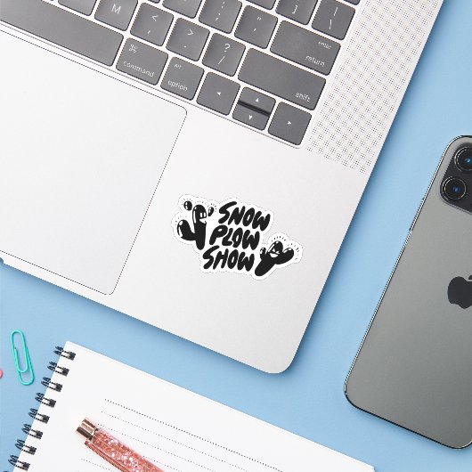Yati M's sneeuwploeg Show ontwerp #1 Sticker (Laptop met iPhone)