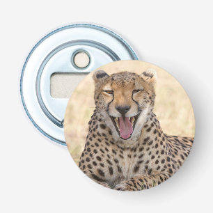 Yawning Cheetah Button Flesopener