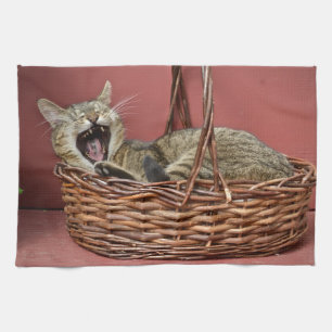 Yawning Kitty Chat Serviette de cuisine