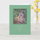 Yawning Tiger Father's Day Kaart (Gele Bloem)
